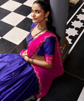 Women South Indian Style Cotton Silk Zari Woven Lehenga Choli 2