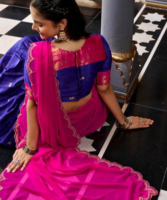 Women South Indian Style Cotton Silk Zari Woven Lehenga Choli 3
