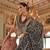 black p.v. checks zari work with burnout and warnish soft finish bollywood saree