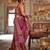 brick red p.v. checks zari work with burnout and warnish soft finish bollywood saree