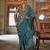 turquoise blue p.v. checks zari work with burnout soft finish bollywood saree
