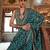 turquoise blue p.v. checks zari work with burnout soft finish bollywood saree