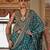 turquoise blue p.v. checks zari work with burnout soft finish bollywood saree