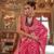 red p.v. checks zari work with burnout and warnish soft finish bollywood saree