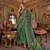emerald green p.v. checks zari work with burnout soft finish bollywood saree
