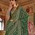 emerald green p.v. checks zari work with burnout soft finish bollywood saree