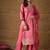 Pink embroidered jaquard kurta pant dupatta set