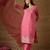 Pink embroidered jaquard kurta pant dupatta set