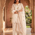 Women's cream embroidered kurta with farshi salwar and organza dupatta set