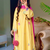 Trendy yellow floral embroidered kurti palazzo set with shaded dupatta