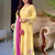 Trendy yellow floral embroidered kurti palazzo set with shaded dupatta