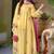 Trendy yellow floral embroidered kurti palazzo set with shaded dupatta
