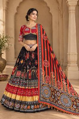 Red Black Navratri Lehenga Choli With Dupatta 1