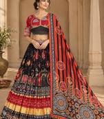 Red Black Navratri Lehenga Choli With Dupatta