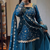 Teal blue georgette sharara suit set with zari & sequin embroidery work, short kurti & dupatta for women