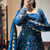 Teal blue georgette sharara suit set with zari & sequin embroidery work, short kurti & dupatta for women