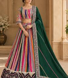 Multicolour Mirror Navratri Lehnega Choli With Dupatta