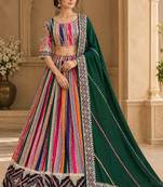 Multicolour Mirror Navratri Lehnega Choli With Dupatta