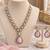 Baby pink mehandi-plated agate stone necklace set with earrings