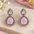 Baby pink mehandi-plated agate stone necklace set with earrings