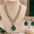 Green pink mehandi-plated agate stone necklace set with earrings