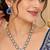 Blue pink mehandi-plated agate stone necklace set with earrings