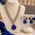 Blue pink mehandi-plated agate stone necklace set with earrings