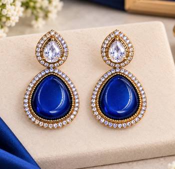 Blue pink mehandi-plated agate stone necklace set with earrings 3