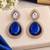 Blue pink mehandi-plated agate stone necklace set with earrings
