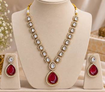 Maroon pink mehandi-plated agate stone necklace set with earrings 2