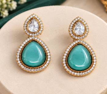 Pista mehandi-plated agate stone necklace set with earrings  3