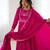 Women's Beautiful Embroidery Work Roman Chanderi Silk Fabric Flared Anarkali Pant and Dupatta Set