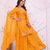 Women's yellow cutwork border kurti with palazzo pants & scalloped dupatta