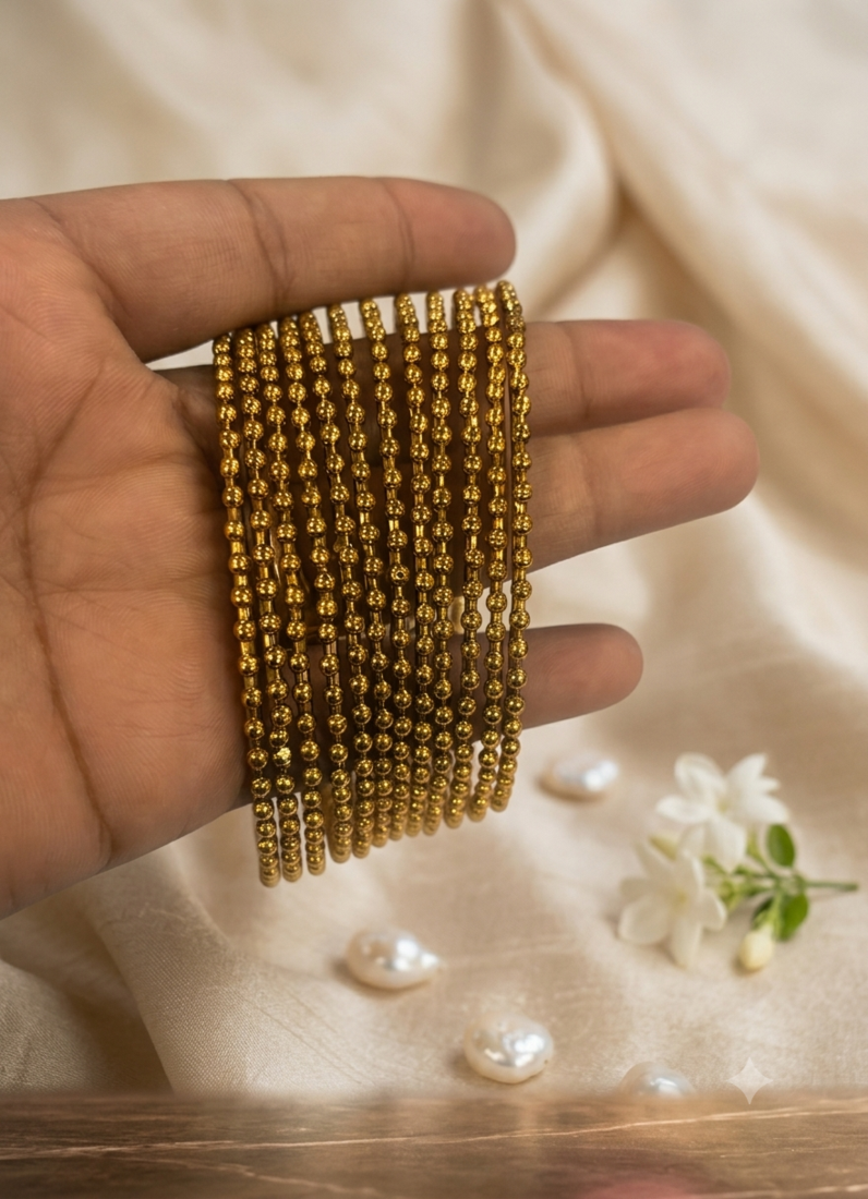 Elegant Gold Bead Bangles Set for Women