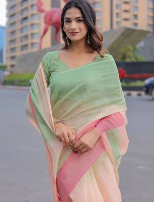 Striped Pure Cotton Designer Khadi Saree 1