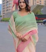 Striped Pure Cotton Designer Khadi Saree