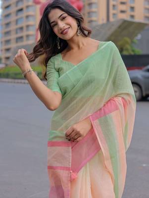 Striped Pure Cotton Designer Khadi Saree 4