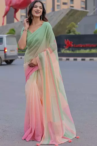 Striped Pure Cotton Designer Khadi Saree