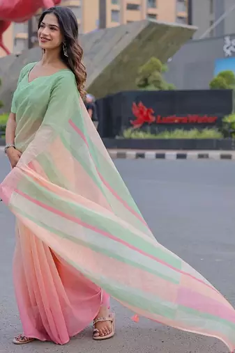 Striped Pure Cotton Designer Khadi Saree
