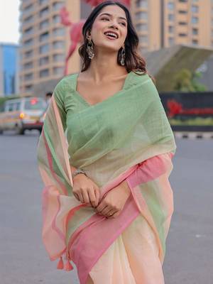 Striped Pure Cotton Designer Khadi Saree 7