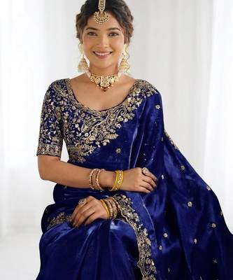 Jimmy choo embroidery work embellished wedding wear saree unstitched blouse piece 2