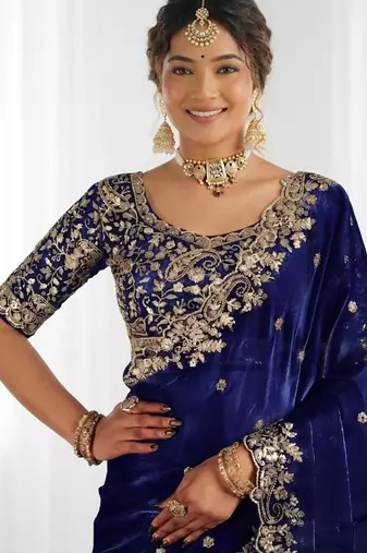 Jimmy choo embroidery work embellished wedding wear saree unstitched blouse piece