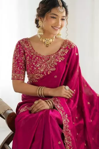 Jimmy choo embroidery work embellished wedding wear saree unstitched blouse piece