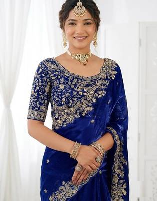 Jimmy choo embroidery work embellished wedding wear saree unstitched blouse piece 4