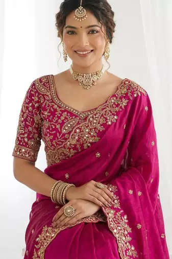 Jimmy choo embroidery work embellished wedding wear saree unstitched blouse piece