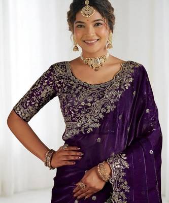 Jimmy choo embroidery work embellished wedding wear saree unstitched blouse piece 2
