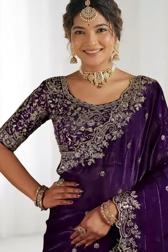 Jimmy choo embroidery work embellished wedding wear saree unstitched blouse piece