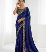 Jimmy choo embroidery work embellished wedding wear saree unstitched blouse piece