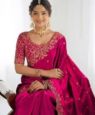 Jimmy choo embroidery work embellished wedding wear saree unstitched blouse piece 4