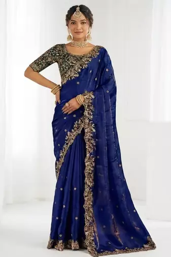 Jimmy choo embroidery work embellished wedding wear saree unstitched blouse piece